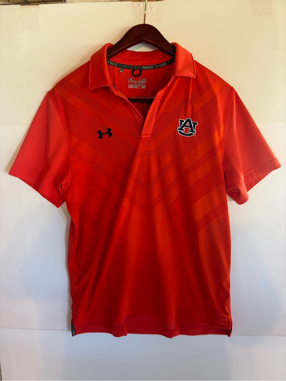 Under Armour Auburn Tigers AU Logo Polo Shirt Orange Men's Size L